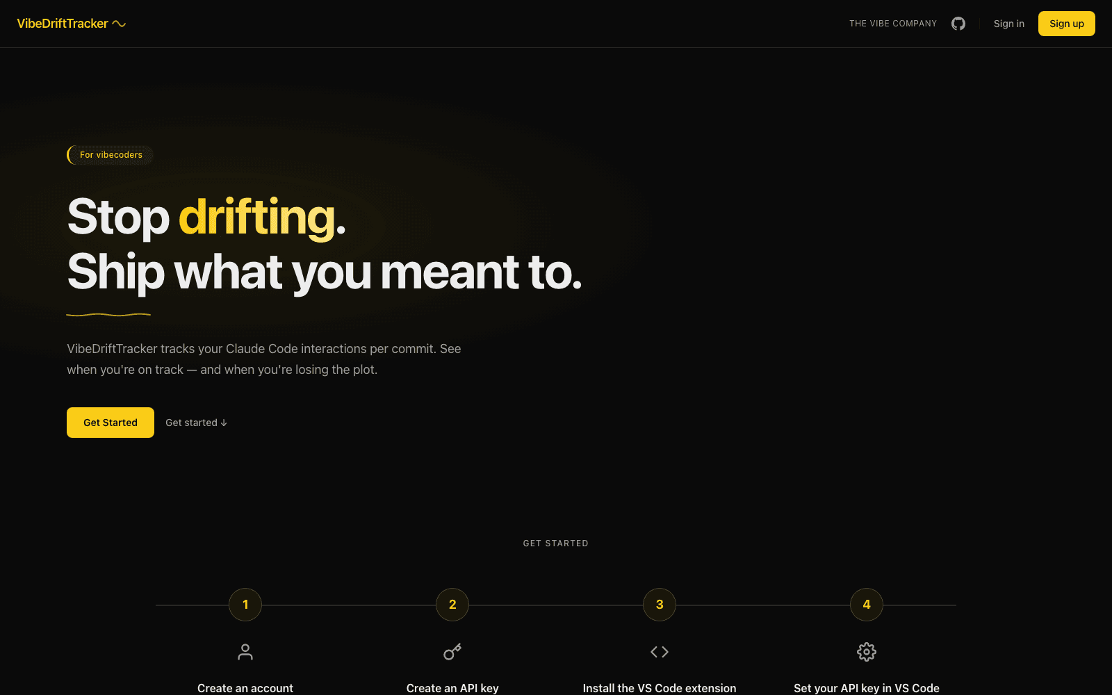 vibedrift.dev homepage