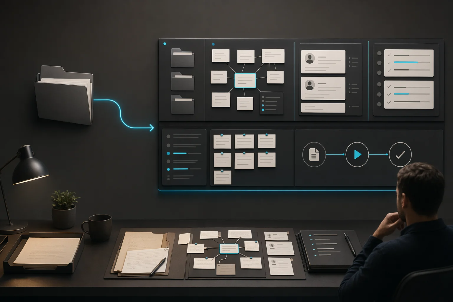 A founder operating board turns linked notes, clients and decisions into a company operating system