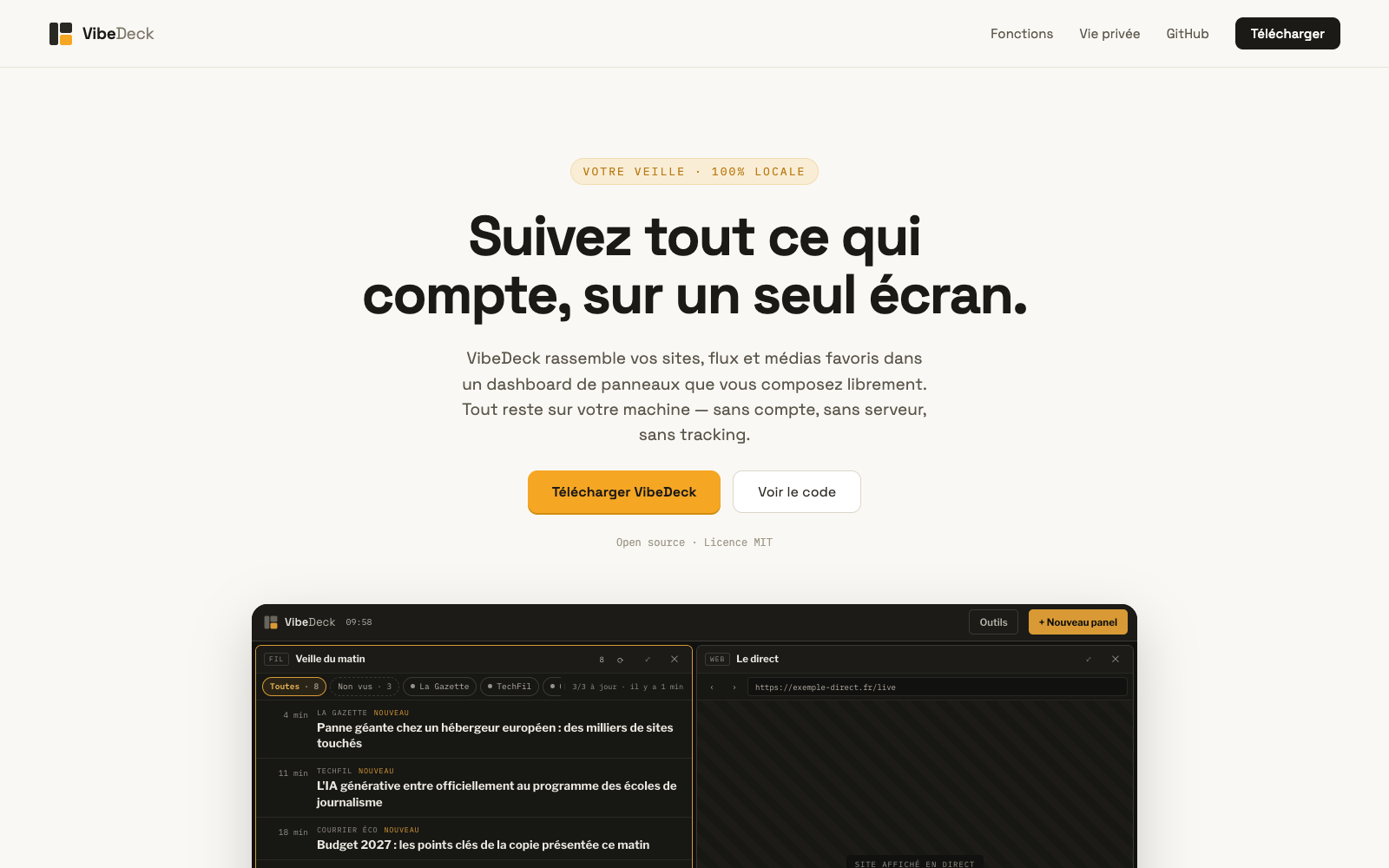 VibeDeck homepage